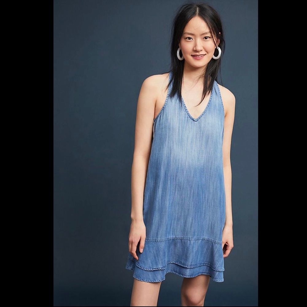 Anthropologie Cloth & Stone Sporty Striped Dress Denim Size Medium